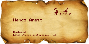 Hencz Anett névjegykártya