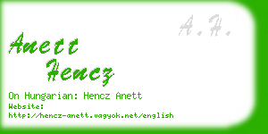 anett hencz business card